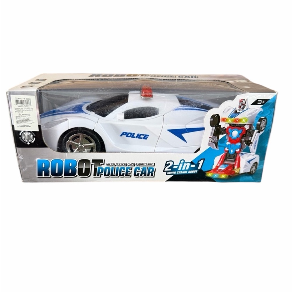 2-In-1 Robot Toy Police Car Transformer Robot With Lights And Sounds - NEW